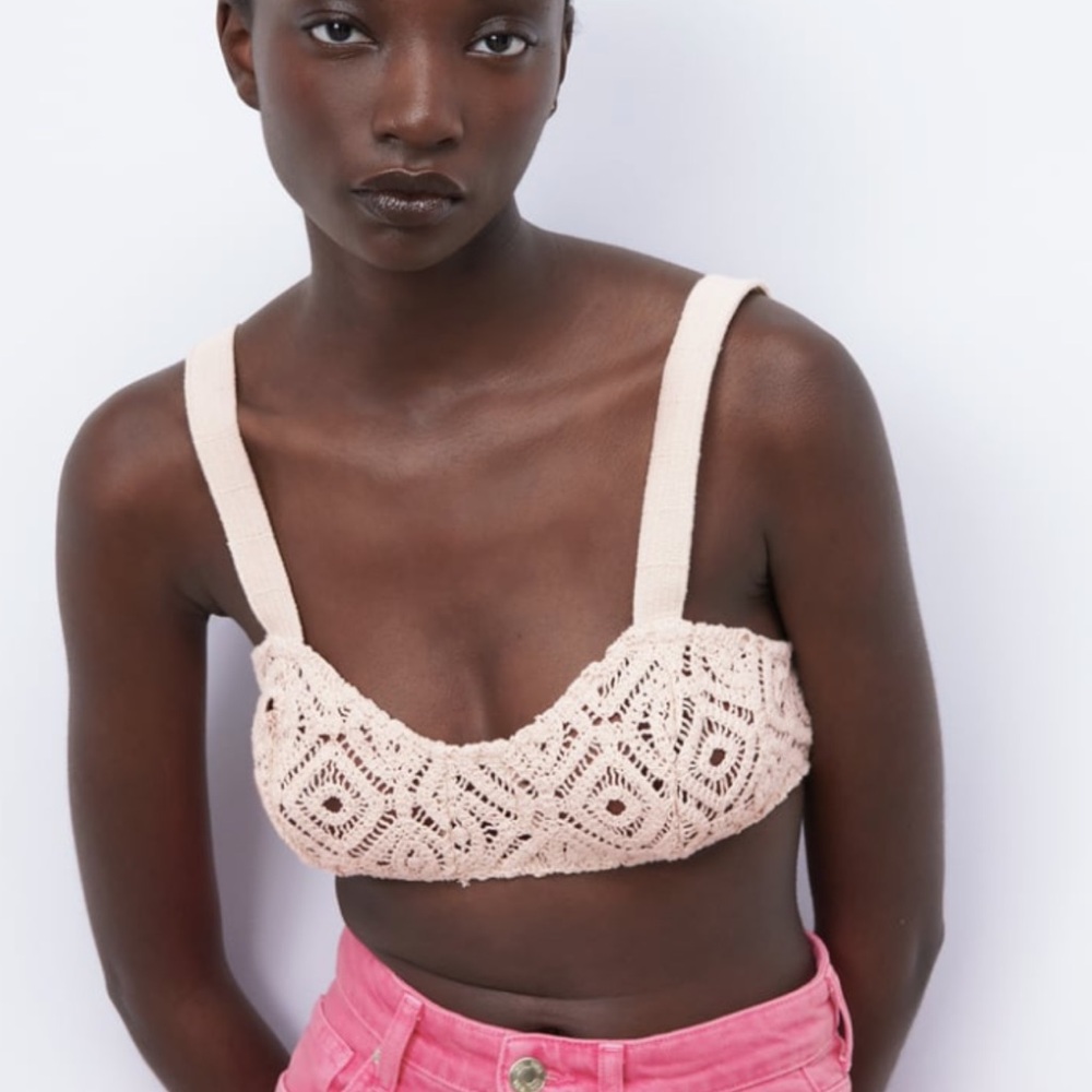 Zara Cream Bustier Crop Top